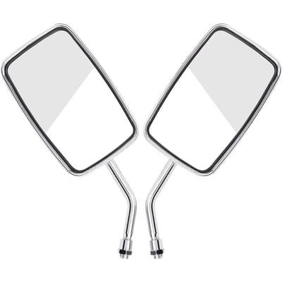 Lot de 2 rétroviseurs latéraux carrés modifiés pour moto et vélo de rue, chromés white