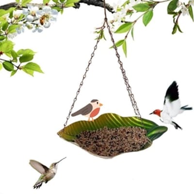 SnelShoppen - Hanging Bird Feeder Station - Metalen Vogelvoederhuis voor Buiten, Tuin, Patio - Weerbestendig, Winterhard, Inclusief Haken en Ketting