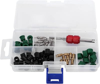 Airconditioning Reparatie Slang Seal Kit met Ventielkernen en Pakkingen - Universele Adapter - Opladen Slang - Kleppen Reparatie Tool