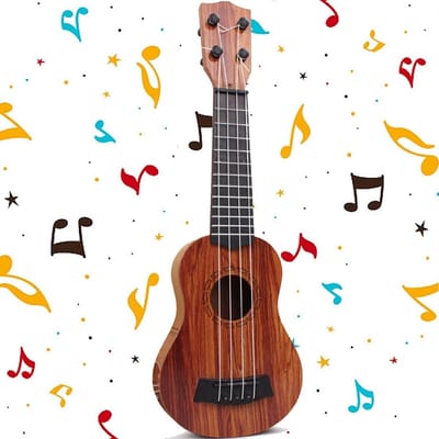 Houten speelgoedgitaar voor kinderen met 4 verstelbare snaren - 38 cm educatief muziekinstrument