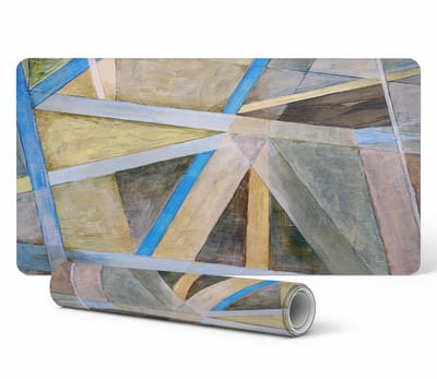Moderne bureauonderlegger voor thuiswerken met geometrische lijnen, 90x45 cm