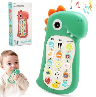 Interactieve Baby Telefoon Speelgoed voor 1 Jaar Oude Jongens en Meisjes, Muzikale Dino Geluiden, Educatief Speelgoed voor Baby's van 12-18 Maanden