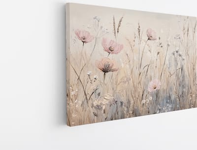 Saammp Canvas Schilderij - Kleurrijke Bloemenprint - Vintage - Natuur - 45x30 - Foto op canvas - Wanddecoratie - Muurdecoratie Woonkamer - Kantoor Decoratie