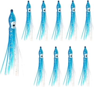 Set van 10 Zachte Octopus Aas voor Zoutwater Vissen - Luminous 9cm Towing Skirts voor Snoek en Zeevisserij