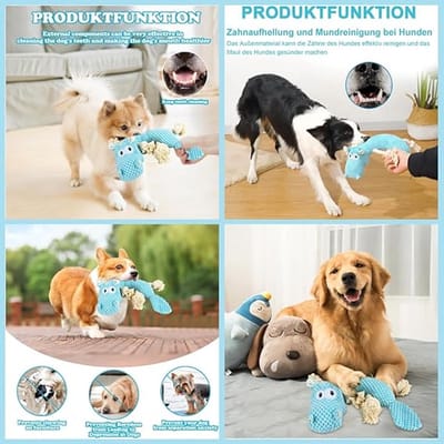 Famanu - Interactief piepspeelgoed voor honden, robuust pluche dier voor honden, voor grote honden, gevuld voor grote, middelgrote en kleine honden