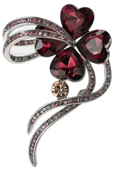 Actie4you® - Broche - Klavertje Vier – Speld - Groen - Kristal – 4x5CM - Rood