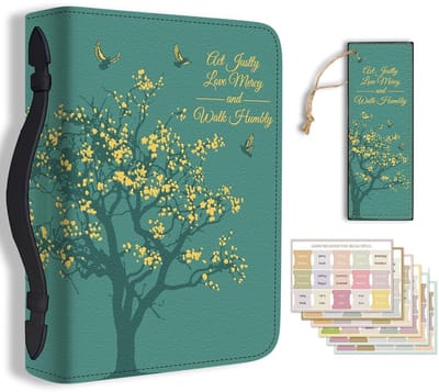 Dailygoods- Bijbelcover Grote Formaat 20.3x28.5x5.9cm - PU Lederen Case - Levensboom Ontwerp - Draagtas voor Vrouwen/Mannen - Inclusief Boekenlegger/Index Stickers - Bescherming voor Bijbel en Boeken - Bijbeltas