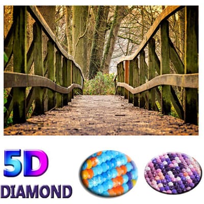 5D DIY Diamond schilderij brug landschap kruissteek diamant borduurwerk 20X30CM brown
