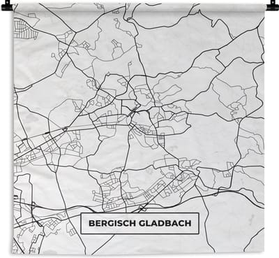 Wandkleed - Wanddoek - Bergisch Gladbach - Kaart - Plattegrond - Stadskaart - 180x180 cm - Wandtapijt