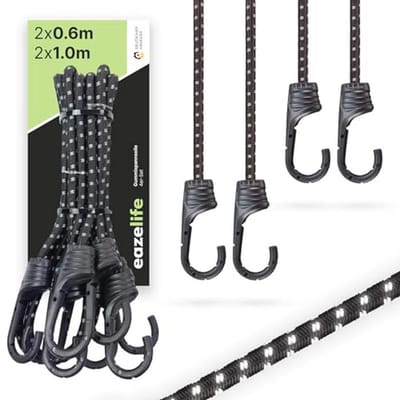 Set van 4 reflecterende spanbanden met metalen haken - 60 en 100 cm voor auto en fiets