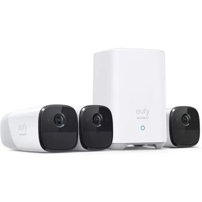 Eufy Cam 2 Pro 2K Draadloze Beveiligingsset - Inclusief Homebase en 3 Camera's - Wit