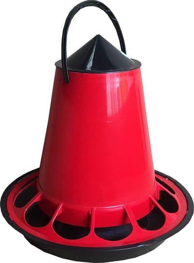 Voederstation Kunststof - Voerdispenser Kip - Vogels Voeren - Makkelijk Schoon - 5 kg Capaciteit - Grijs