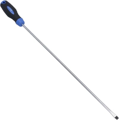Lange Platte Schroevendraaier - Precisie Gereedschap - Moeilijk Bereikbaar - Magnetische Punt - 400 mm Schacht - Zwart