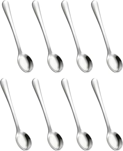 Set van 8 Roestvrijstalen Koffielepels voor Kruidenierswaren, Suiker, Honing en Espresso Gebruik