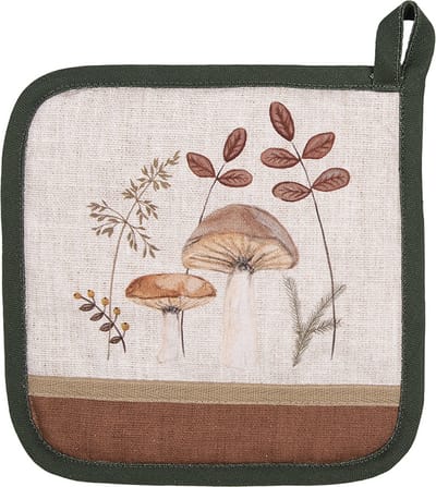 Clayre & Eef Pannenlap Overig 20x20 cm Beige Katoen Paddenstoelen Herfst decoratie