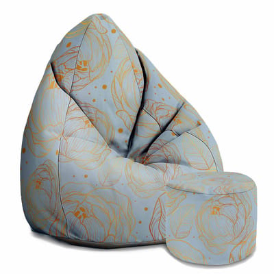 DreamRoots Oxford Zitzak voor Volwassenen – Luxe Beanbag met Voetsteun en Afneembare Hoes – Inclusief Vulling – 80x80x120 cm - Dreaming Flowers