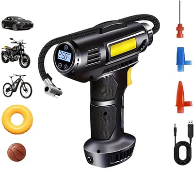 Banden Pomp Auto - Bandenvulpistolen - Bandenpomp Compressor - Fietspomp met Drukmeter - Fietspomp Elektrisch - Draadloos - Oplaadbaar - 7.4V