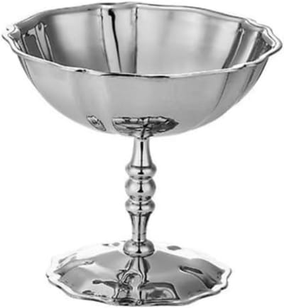 Daity Een roestvrijstalen ijsbeker/dessertkom - een hoge en een lage dessertbeker voor snoep en gelei - geschikt voor het serveren van salades - fruit en puddingen (zilver).