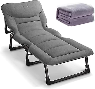 Opklapbed - Vouwbed Gastenbed - Comfortabel Slapen - Verstelbare Rugleuning - 70 x 190 cm - Grijs