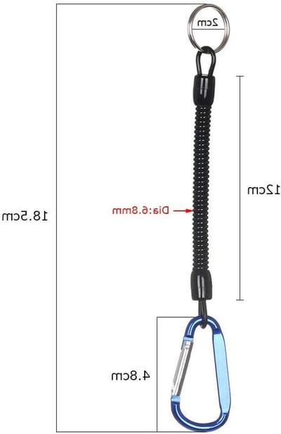 Verstelbare Carabiner Lanyard met Retractable Keychain, Veiligheidskoord voor Sleutels, Roeien en Kamperen - 18.5 cm Rood