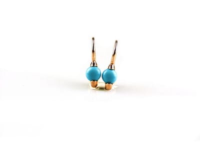 model Piccolo oorringen in zilver roze verguld cabochon turkoois