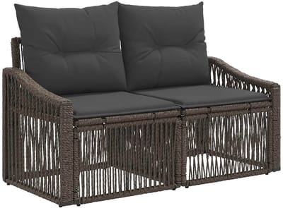 vidaXL - Tuin - Sofa - 2-Aantal - zitplaatsen - Grijs - poly - rattan