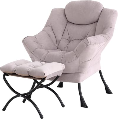 Loungefauteuil met Voetenbank Comfortabele Relaxfauteuil voor Woonkamer en Slaapkamer