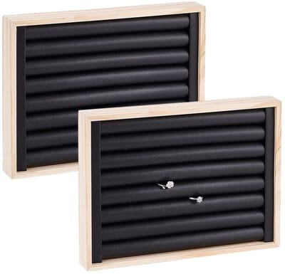 SPHProducts - PU Leder Ringen Displays - Sieraden Organizer - Zwart - Oorbellen en Ringen - 7 Slots Houder - Geschikt voor Dames - 24,1x18x3,1 cm