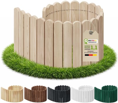 Floranica Flexibele Palissade Borderrand Gazonrand Perkrand 10 cm x 100 cm Onbehandeld Bloembedrand hout niet geïmpregneerd