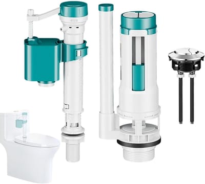 Toilet Spoeler Set - Tank Onderdelen - Sanitair Reparatie - Verstelbaar Mechanisme - Universele Pasvorm - Blauw Wit