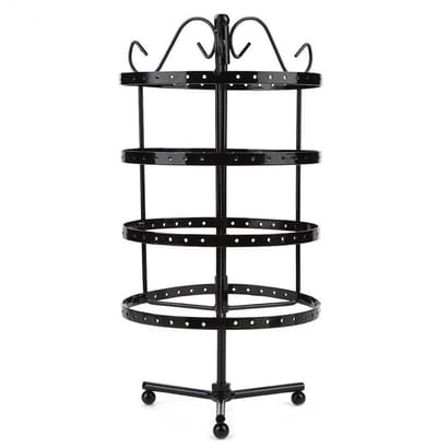 Oorbellenmolen – Rond – Roterend -Sieradenrekje Oorbellen Display - Organizer Rek - Kleur Zwart - 95 oorbellen - 4 Verdiepingen - Thuis - Verkoop van je sieraden.
