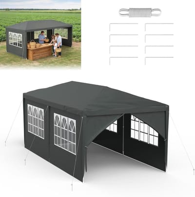 Tuinpaviljoen - Partytent - Feesten en evenementen - Waterdicht dak - 3x6 meter - Antraciet