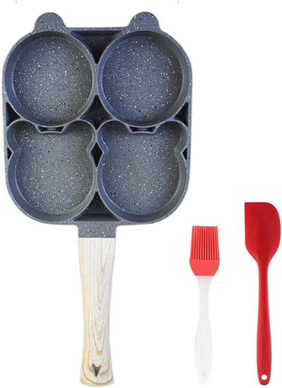 Pannenkoekenpan met 4 cups - Omeletpan Ei - Ontbijt Maken - Antiaanbaklaag Zonder Klinknagels - Diameter 19 cm - Lichtgroen