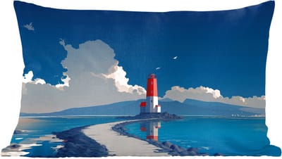 Sierkussens - Kussentjes Woonkamer - 60x40 cm - Vuurtoren - Zee - Wolken