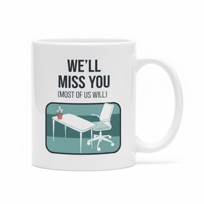 “We’ll Miss You (Most of Us Will)” Mok – Grappige Afscheid & Kantoor Humor Koffiemok 330 ml