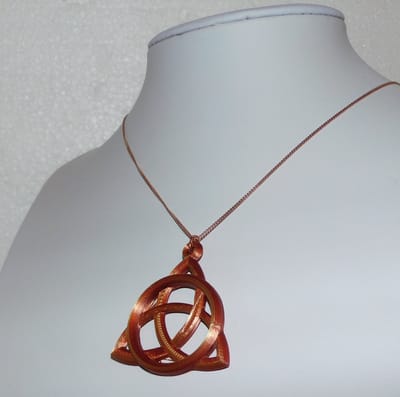 Hetty'S - Keltische Triquetra hanger - bronskleurig - 3-D geprint - met rosÃ©plated zilveren ketting