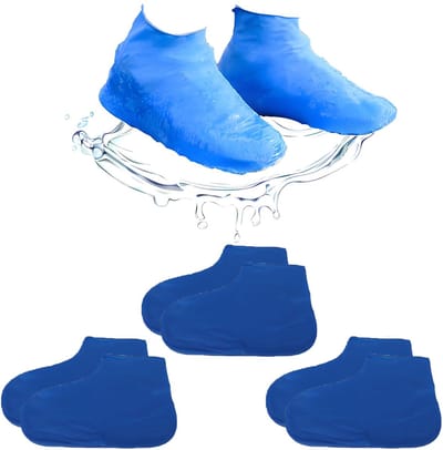 3-paar Schoenovertrekken - Waterdichte schoenovertrekken - Latex schoenovertrekken - Siliconen regenschoenovertrekken - Antislip - Slijtvast - Herbruikbaar - Maten 38-46 - Geschikt voor sneeuw, modder, buitenfietsen, enz. - Blauw