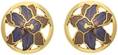 Behave - Oorclips dames - bloemmotief - paars - 1,5 cm - vintage