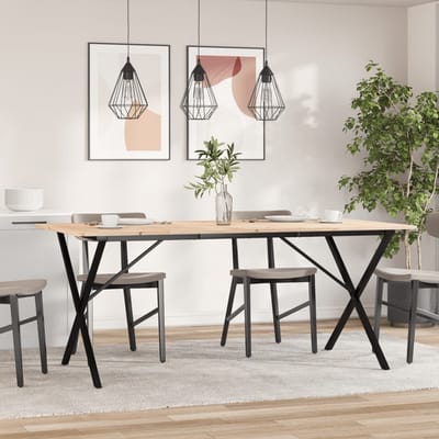 vidaXL - Eettafel - X-frame - 180x90x75 - cm - massief - grenenhout - en - staal