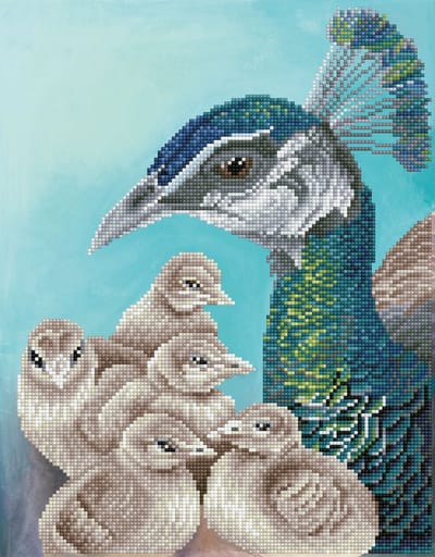 Diamond Painting Volwassenen - Ronde Steentjes - Volledig Pakket - Hobby - Diamond Dotz® - DD9.045 - Dieren - Moeder pauw 35 x 45cm