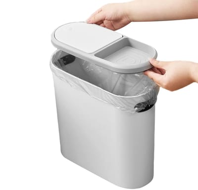 Afvalemmer 10L - Prullenbak Vuilnisbak - Badkamer Toilet - Drukdeksel Handig - 32x32x15cm