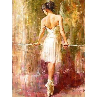 Peinture diamant de Ballet pour fille, bricolage 5D, perceuse circulaire en résine, broderie, point de croix, mosaïque, peinture de décoration en strass 20X30CM beige