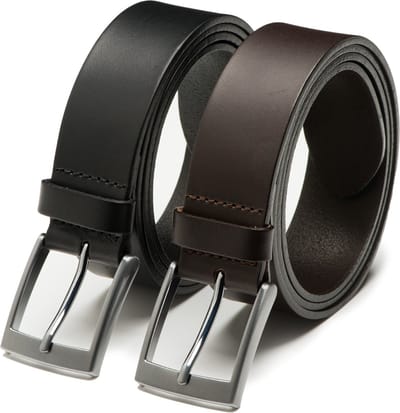 DTCH.FIT Herenriem Leer Bruce XXL – Riem Donkerbruin & Zwart - Lange Riem - Pantalon & Jeans Broekriem - Riemmaat 145cm - Totale lengte 160cm - 2 Stuks