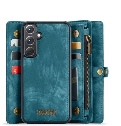 CaseMe 008 Geschikt voor Samsung Galaxy A36 - 2-in-1 Book Case en Back Cover - Magnetisch Uitneembaar - Portemonnee Hoesje - Blauw