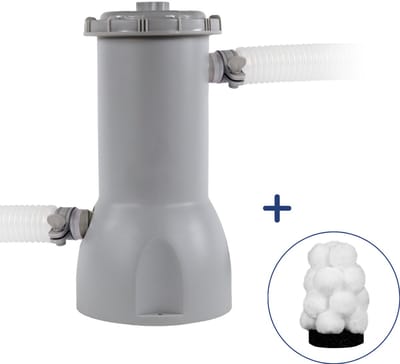 Comfortpool FuzzyClean zwembadfilterpomp | Filtert 3500 L/uur | Voor zwembaden tot 17.500 liter | Voordeelpakket | Inclusief uitwasbaar filtercartridge | 32 mm aansluiting