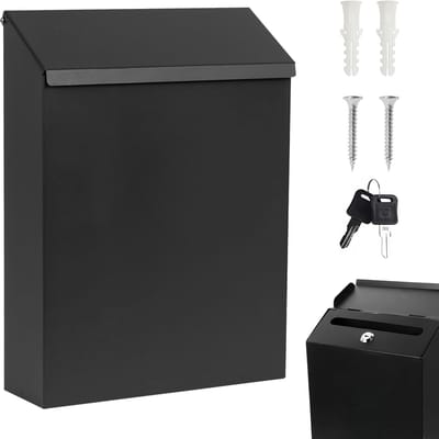 Brievenbus voor buiten - Brievenbus hek - Post ontvangen - Met slot - 22 x 65 x 29 cm - Zwart