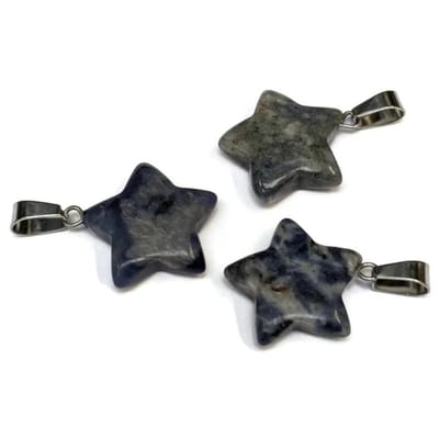 Aramat Jewels | Hangers | Ster Hanger van Sodaliet natuursteen | | | |20mm | Staal | Volwassenen | Verkleurd niet