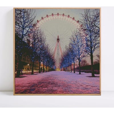 Peinture diamant avec pierres rondes, broderie complète, images de paysage 30x30 gray