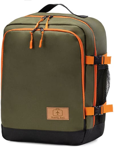 FEROCITY - Handige rugzak voor op reis 40x25x20 cm Multifunctioneel - handbagage koffer - Polyester - Groen- Oranje REIS