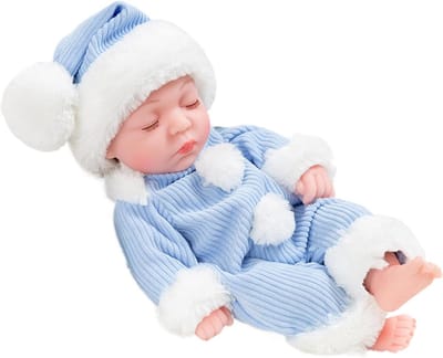 Generisch Reborn pop met kleding, realistische siliconen, 30 cm, pvc-speelpop met kleine reborn figuur, 300 g, blauw, voor meisjes vanaf 3 jaar